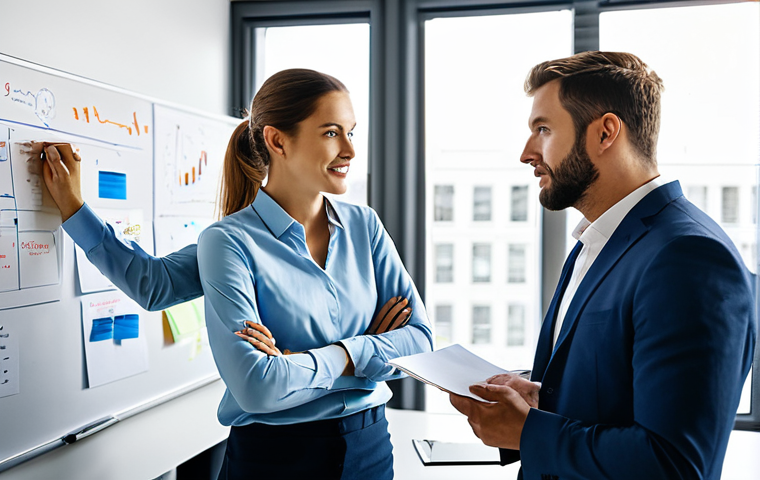 **

"A professional marketing team brainstorming ideas in a brightly lit modern office. Everyone is fully clothed in appropriate business attire. Whiteboard covered in notes and diagrams. Safe for work, professional environment, perfect anatomy, natural pose, high-resolution photography."

**