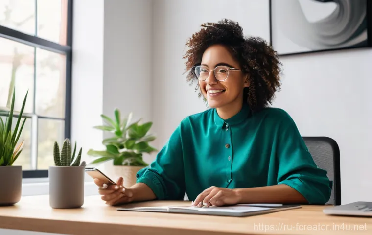 크리에이터를 위한 디지털 도구 - **Prompt:** A vibrant, high-definition image of a young, diverse female content creator, dressed in ...