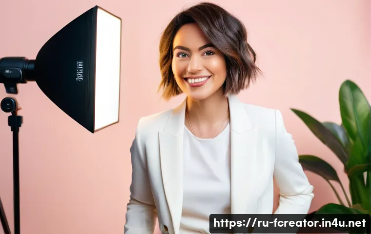 크리에이터와 사회적 영향력 - A vibrant, high-energy shot of a female content creator in her late 20s, with a stylish, modern hair...