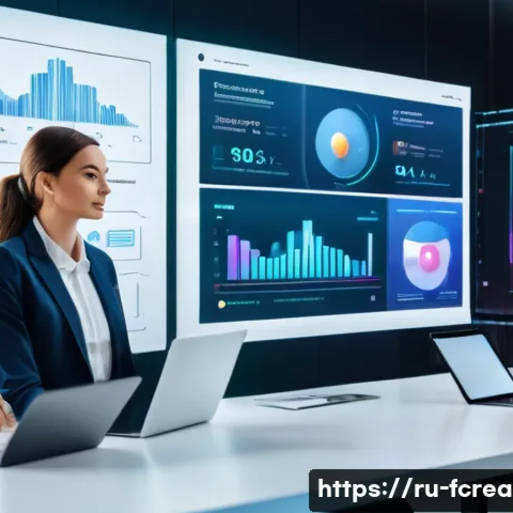 창의적인 기술을 활용한 창업 - A modern small business office scene showing a diverse team of professionals interacting with AI-pow...